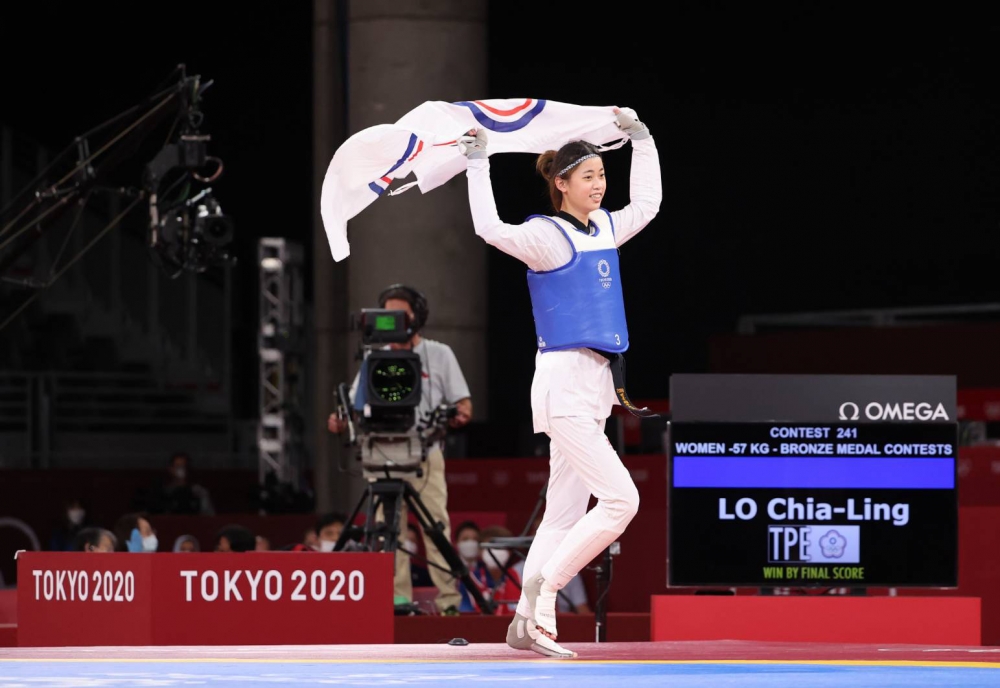 羅嘉翎勇奪東京奧運跆拳道女子57公斤級銅牌。體育署提供。