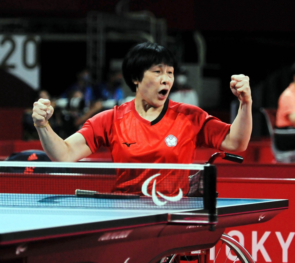 盧碧春打出好球後振臂歡呼。體育署提供（下同）。