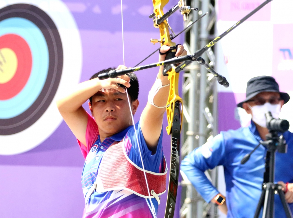 協會青年隊郭昱承今天又一日兩勝。中華企業射箭聯盟／提供。