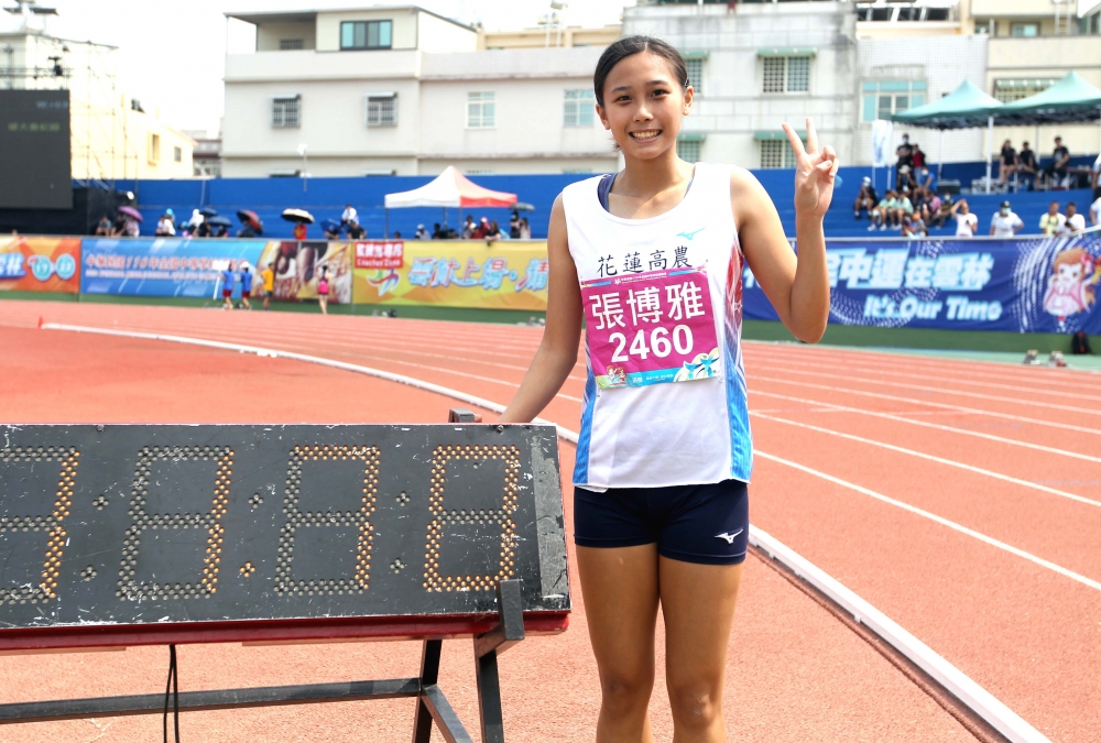全中運打破高懸26年高女100公尺大會紀錄奪金的張博雅，獲頒總統教育獎。林嘉欣／攝影。