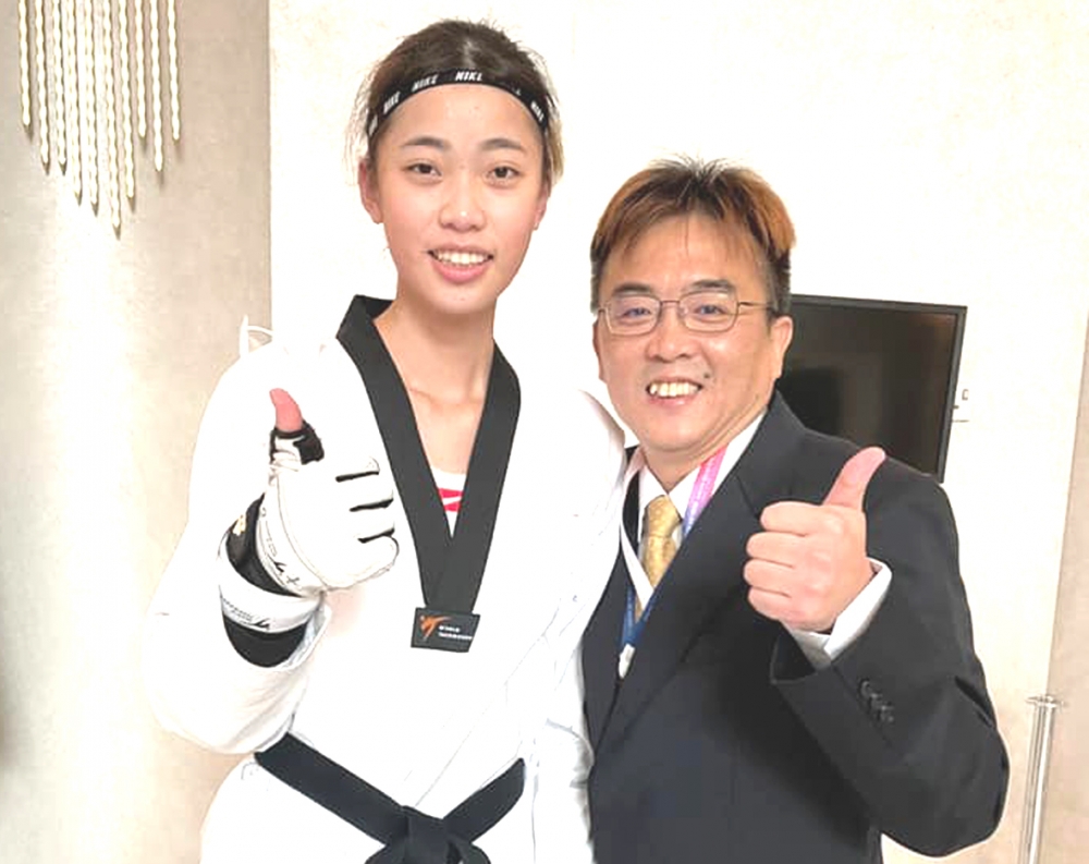 中華跆拳道隊羅嘉翎和教練劉聰達。劉聰達／提供。