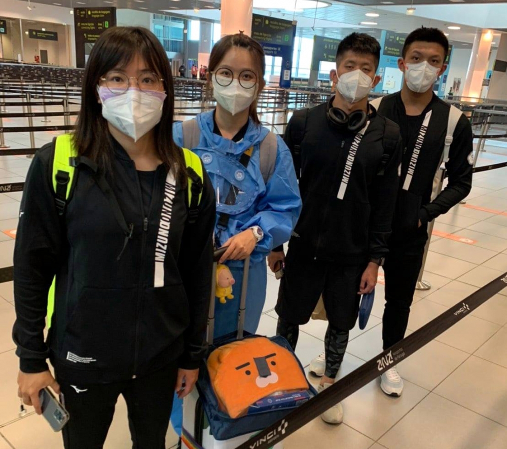 中華隊抵達里斯本。中華民國游泳協會國際組/提供。