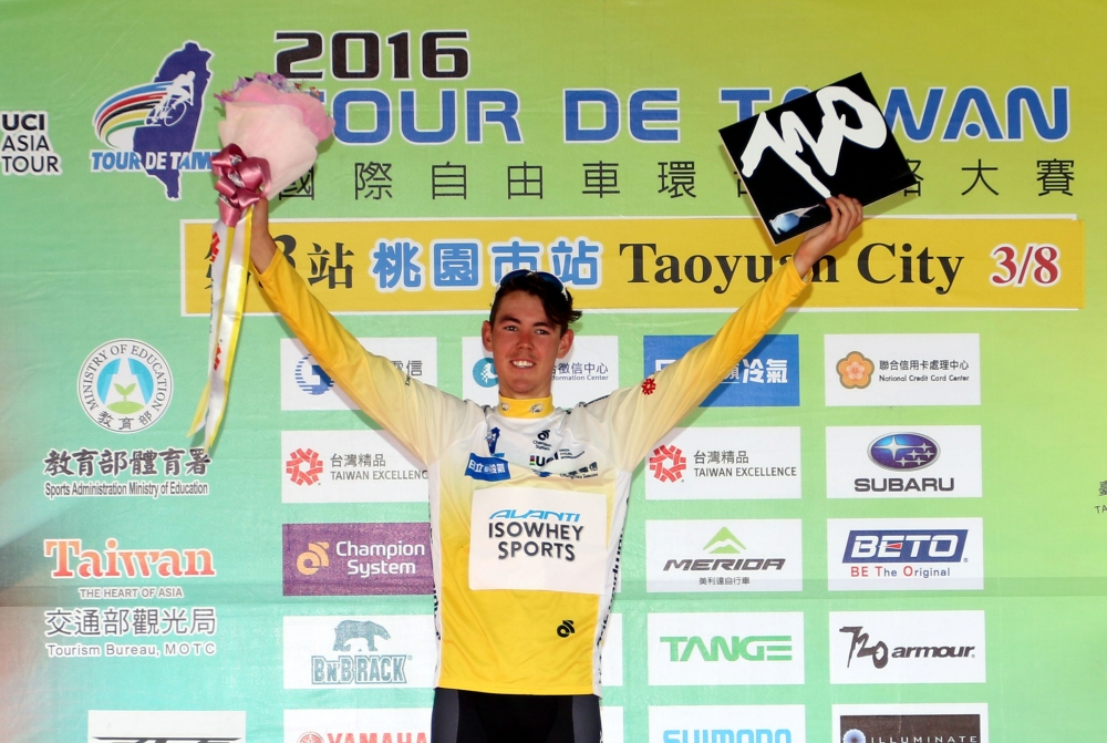 環法大賽第9站冠軍Ben O’Connor,差點把2016自由車環台賽黃衫穿到底。林嘉欣／攝影。