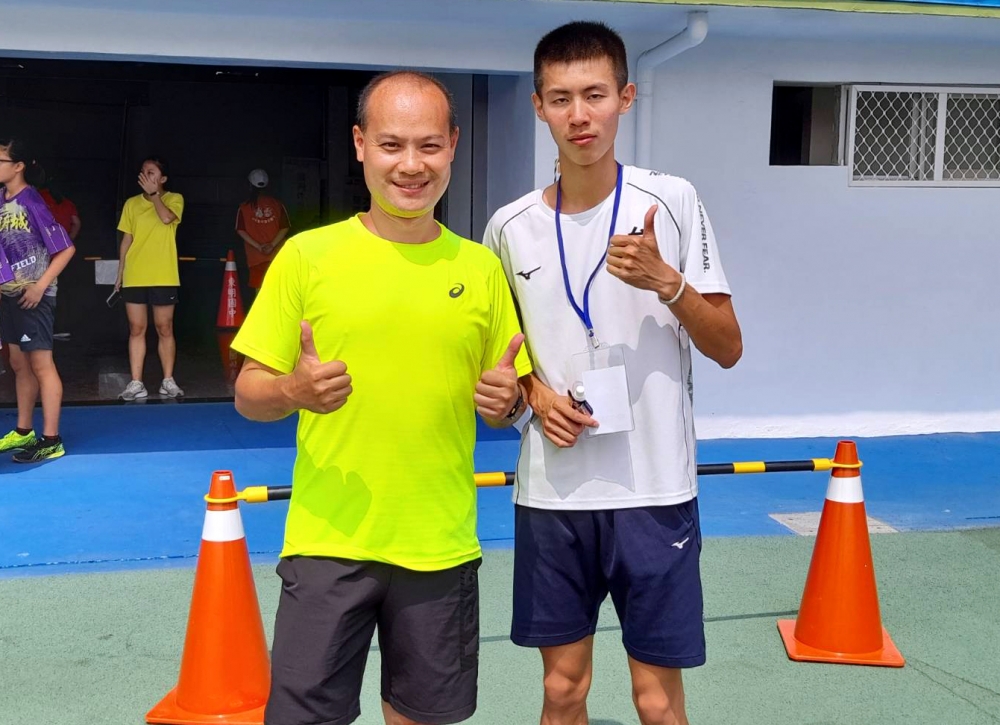 陽明高中曾子盛感謝教練翁竹毅沒放棄他，讓他得以浴火重生。許瑞瑜／攝影。