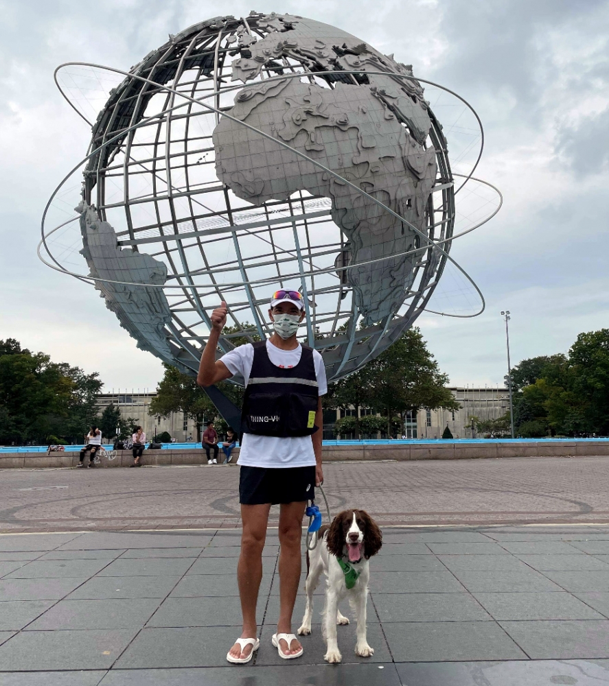 羅維銘在紐約備戰「地表最長距離的認證超馬賽事」──2021年自我超越3100英里賽。羅維銘／提供。