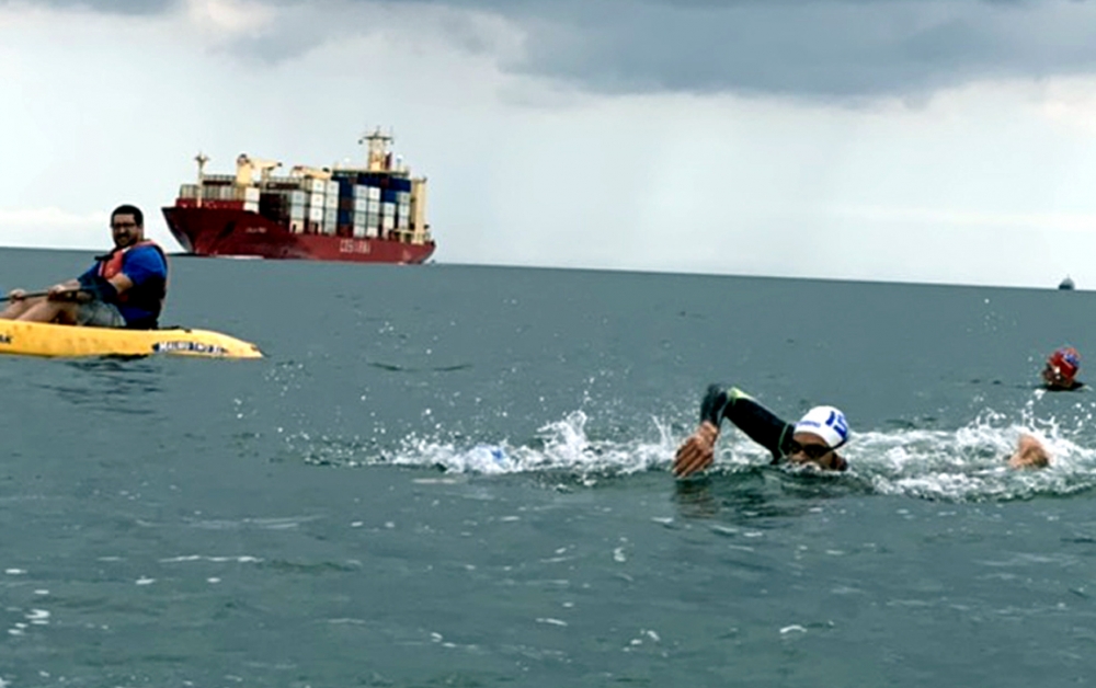 我國泳將到比賽場地熟悉海況。中華民國游泳協會國際組／提供。